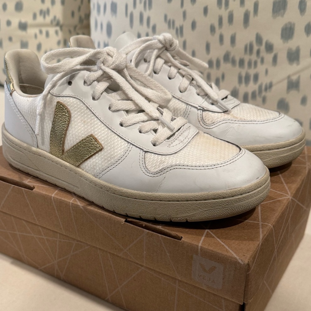 Veja White and Gold Sneaker - 38